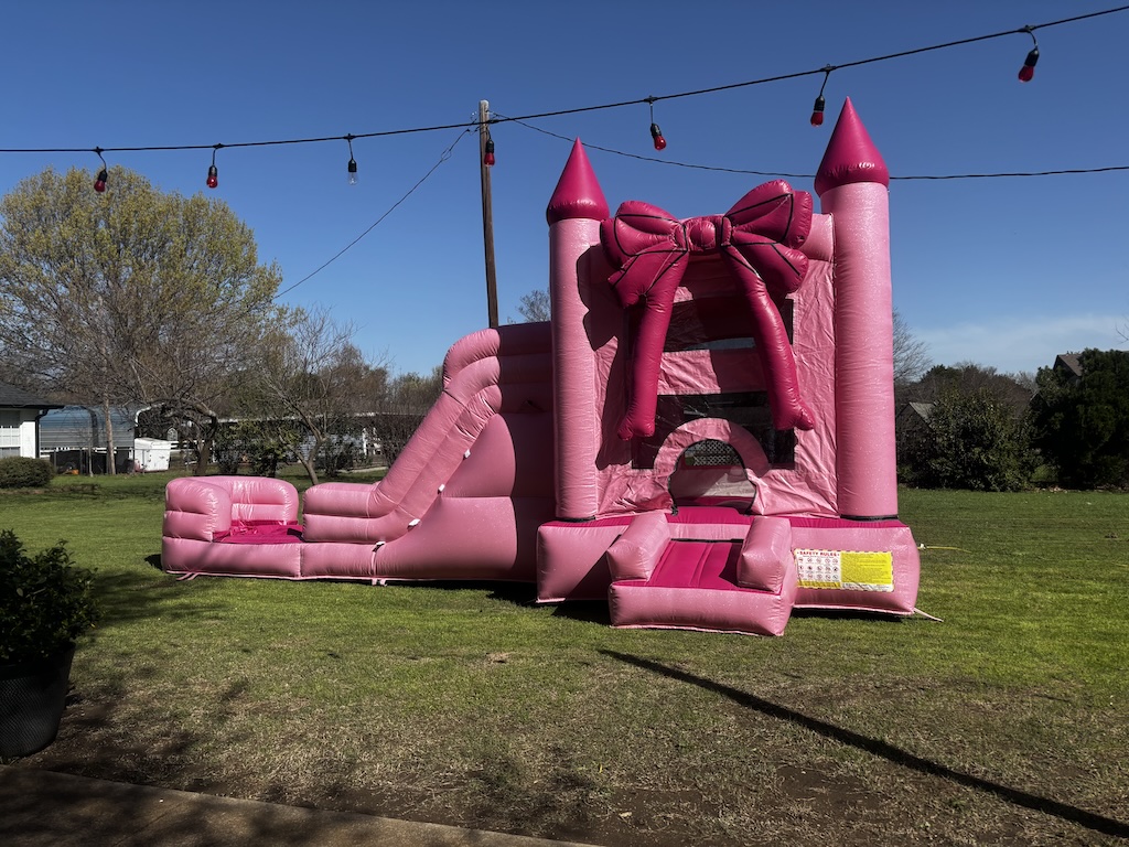 Pink Bow Combo bounce house rental in Dallas