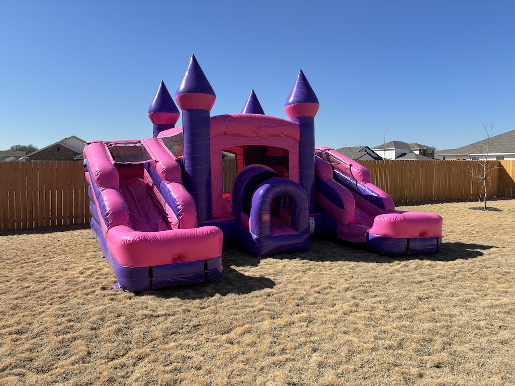 Pink Dual Lane Combo Bounce House